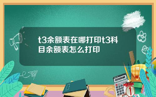 t3余额表在哪打印t3科目余额表怎么打印