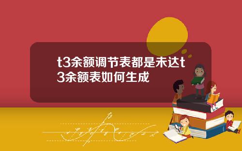 t3余额调节表都是未达t3余额表如何生成