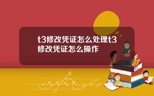 t3修改凭证怎么处理t3修改凭证怎么操作