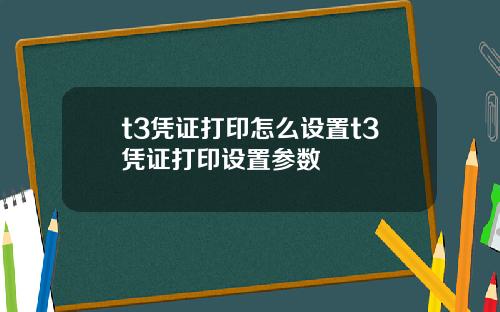 t3凭证打印怎么设置t3凭证打印设置参数