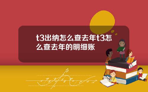 t3出纳怎么查去年t3怎么查去年的明细账