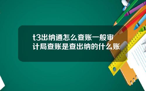t3出纳通怎么查账一般审计局查账是查出纳的什么账