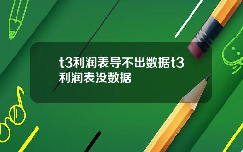 t3利润表导不出数据t3利润表没数据