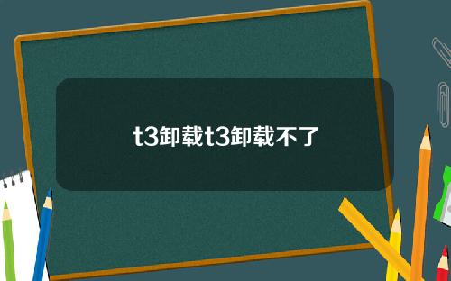 t3卸载t3卸载不了