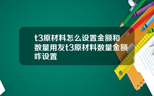 t3原材料怎么设置金额和数量用友t3原材料数量金额咋设置