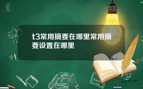 t3常用摘要在哪里常用摘要设置在哪里