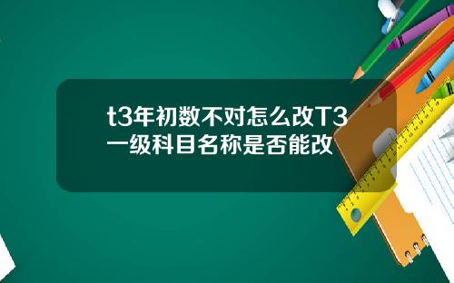 t3年初数不对怎么改T3一级科目名称是否能改