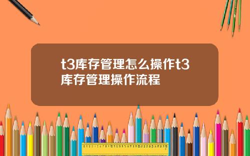 t3库存管理怎么操作t3库存管理操作流程