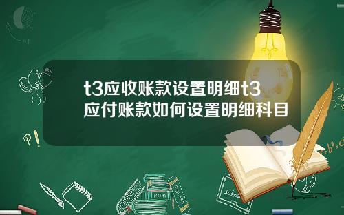 t3应收账款设置明细t3应付账款如何设置明细科目