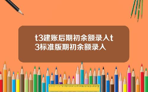 t3建账后期初余额录入t3标准版期初余额录入