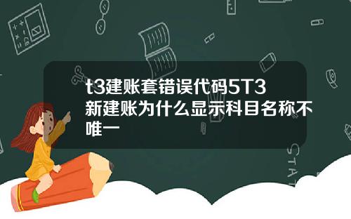t3建账套错误代码5T3新建账为什么显示科目名称不唯一