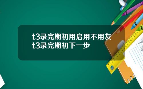 t3录完期初用启用不用友t3录完期初下一步