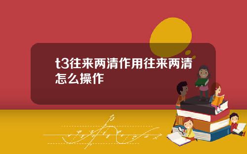 t3往来两清作用往来两清怎么操作