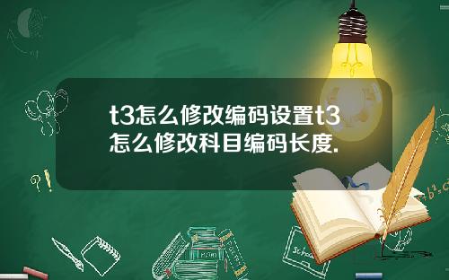 t3怎么修改编码设置t3怎么修改科目编码长度.
