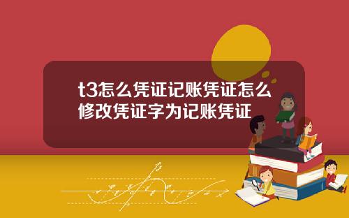 t3怎么凭证记账凭证怎么修改凭证字为记账凭证