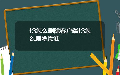 t3怎么删除客户端t3怎么删除凭证