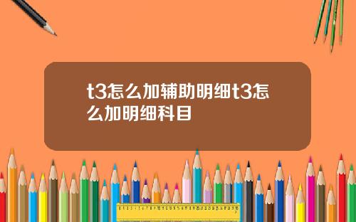 t3怎么加辅助明细t3怎么加明细科目