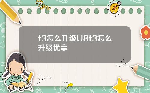 t3怎么升级U8t3怎么升级优享