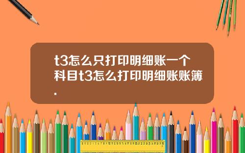 t3怎么只打印明细账一个科目t3怎么打印明细账账簿.