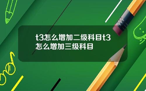 t3怎么增加二级科目t3怎么增加三级科目