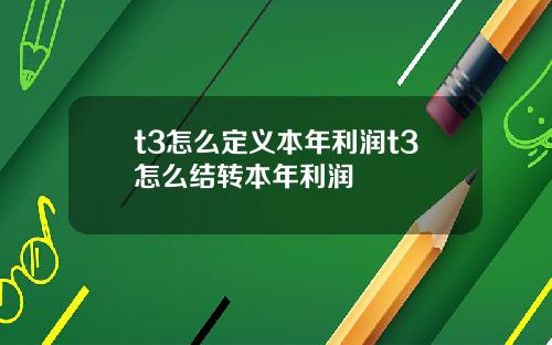 t3怎么定义本年利润t3怎么结转本年利润