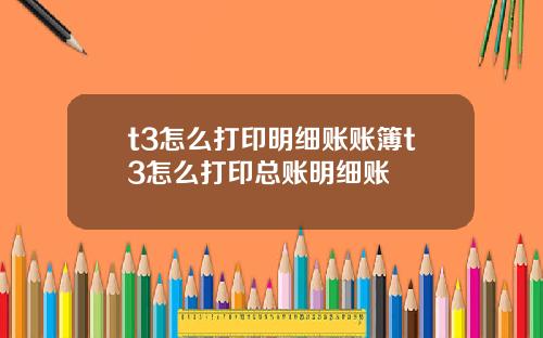 t3怎么打印明细账账簿t3怎么打印总账明细账