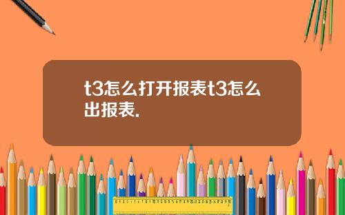 t3怎么打开报表t3怎么出报表.