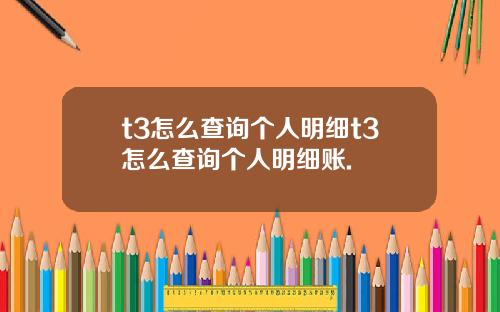t3怎么查询个人明细t3怎么查询个人明细账.