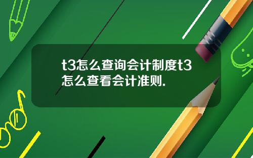 t3怎么查询会计制度t3怎么查看会计准则.