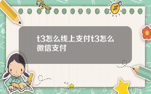 t3怎么线上支付t3怎么微信支付