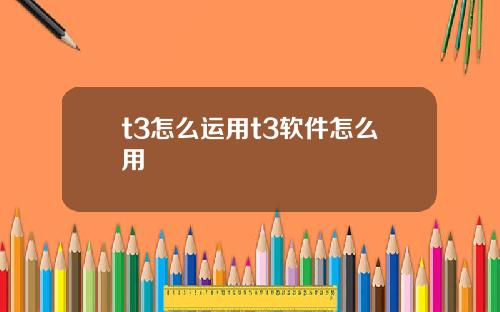 t3怎么运用t3软件怎么用