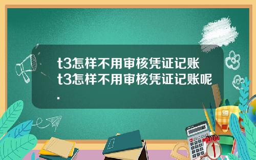 t3怎样不用审核凭证记账t3怎样不用审核凭证记账呢.