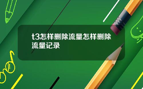t3怎样删除流量怎样删除流量记录