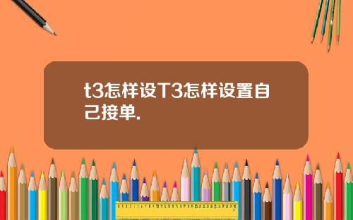 t3怎样设T3怎样设置自己接单.