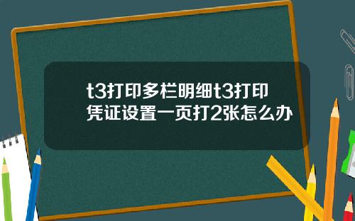 t3打印多栏明细t3打印凭证设置一页打2张怎么办