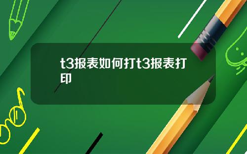 t3报表如何打t3报表打印