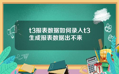 t3报表数据如何录入t3生成报表数据出不来