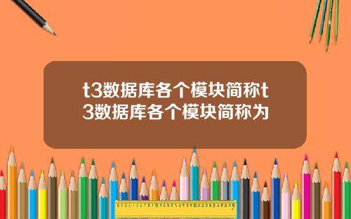 t3数据库各个模块简称t3数据库各个模块简称为