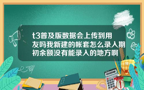 t3普及版数据会上传到用友吗我新建的帐套怎么录入期初余额没有能录入的地方啊