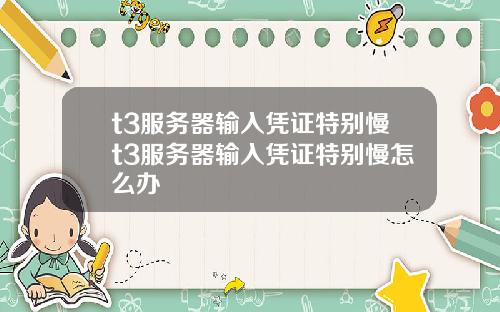 t3服务器输入凭证特别慢t3服务器输入凭证特别慢怎么办