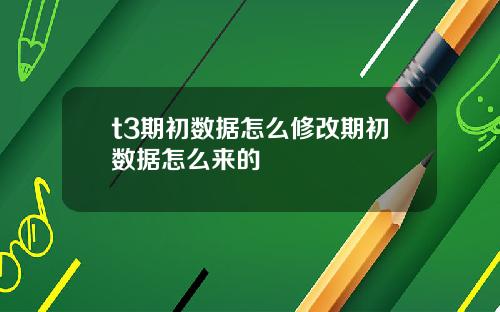 t3期初数据怎么修改期初数据怎么来的
