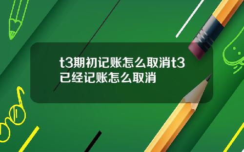 t3期初记账怎么取消t3已经记账怎么取消