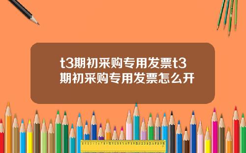 t3期初采购专用发票t3期初采购专用发票怎么开
