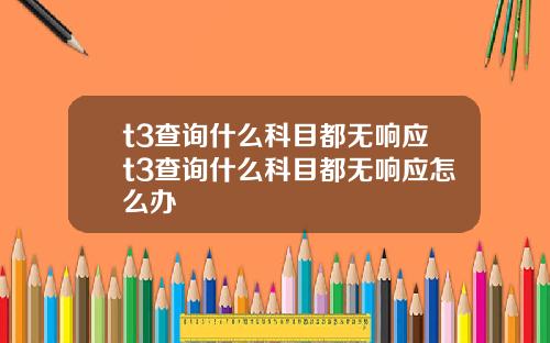 t3查询什么科目都无响应t3查询什么科目都无响应怎么办