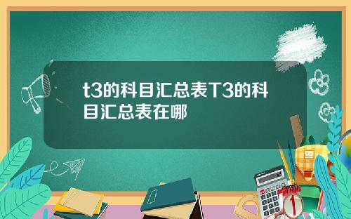 t3的科目汇总表T3的科目汇总表在哪