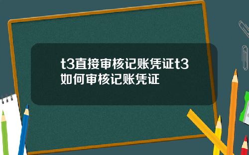 t3直接审核记账凭证t3如何审核记账凭证