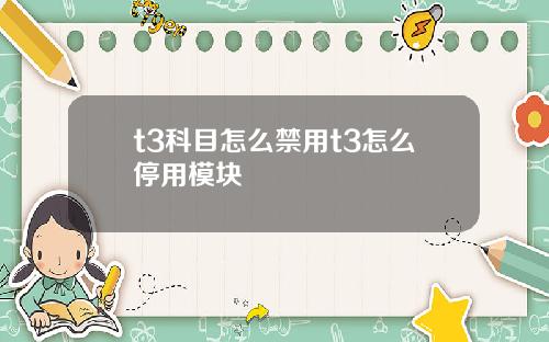 t3科目怎么禁用t3怎么停用模块