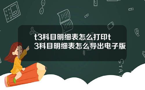 t3科目明细表怎么打印t3科目明细表怎么导出电子版