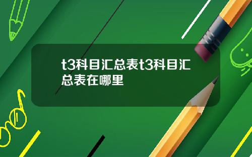 t3科目汇总表t3科目汇总表在哪里