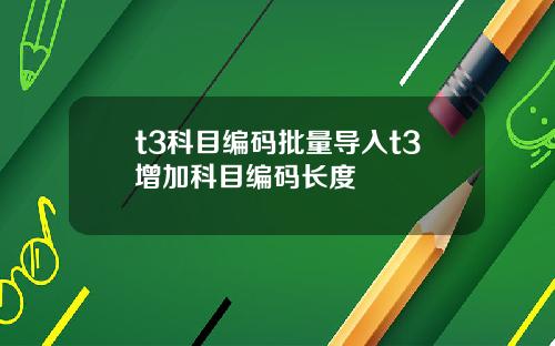 t3科目编码批量导入t3增加科目编码长度